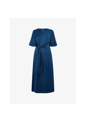 Womens Whistles Twist-Waist Satin Midi Dress
