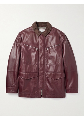 Brunello Cucinelli - Padded Nubuck-Trimmed Leather Field Jacket - Men - Burgundy - M