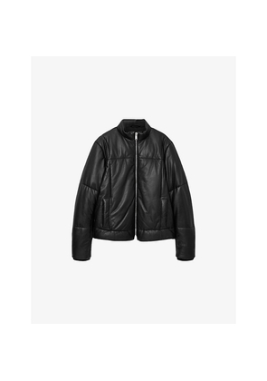 Mens Allsaints Furse Funnel-Neck Leather Puffer Jacket