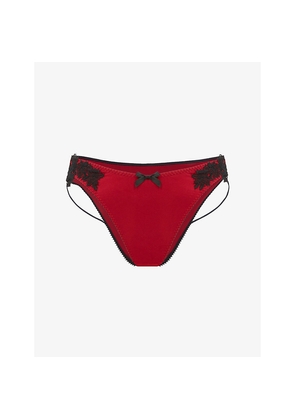Womens Agent Provocateur Penelopi Embroidered Silk Briefs