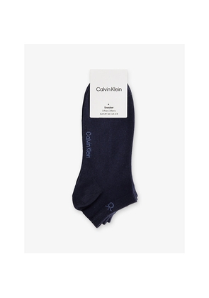 Mens Calvin Klein Logo Stretch-Cotton Trainer Socks Pack Of Three