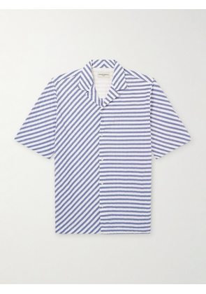 Officine Générale - Eren Camp-Collar Striped Cotton Shirt - Men - Blue - XS