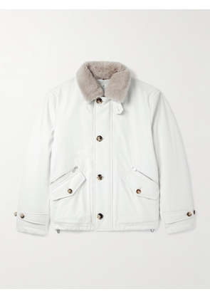 Brunello Cucinelli - Shearling-Trimmed Shell Jacket - Men - White - IT 46