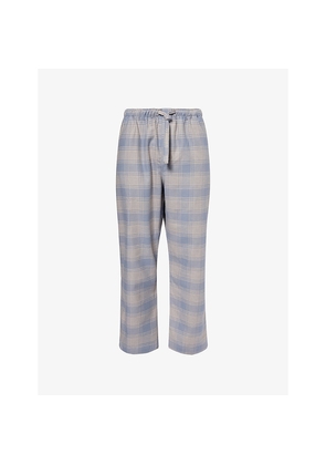 Mens Derek Rose Houndstooth-Plaid Straight-Leg Cotton Pyjama Bottoms