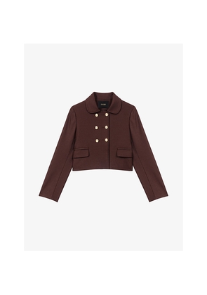Womens Maje Short Double-Breasted Stretch Wool-Blend Jacket