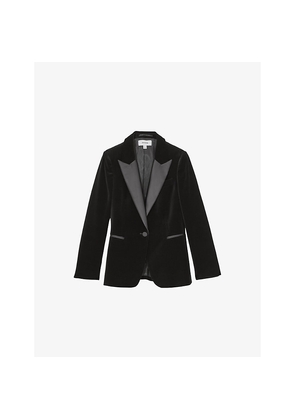 Womens Reiss Myrtle Single-Breasted Velvet Blazer
