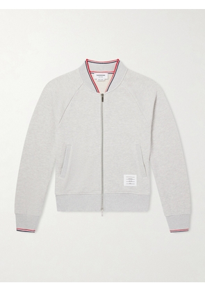Thom Browne - Logo-Appliquéd Striped Cotton-Piqué Bomber Jacket - Men - Gray - 1