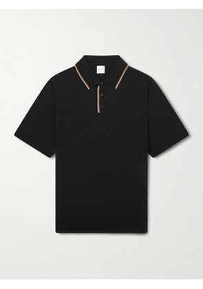Paul Smith - Stripe-Trimmed Merino Wool Polo Shirt - Men - Black - S