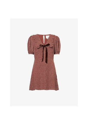 Womens Reformation Kaylia Polka-Dot Woven Mini Dress