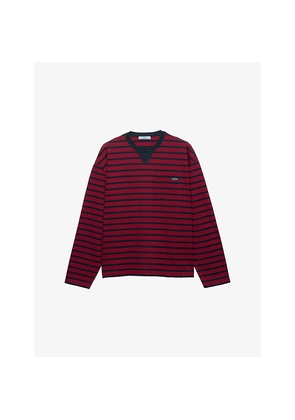 Womens Prada Long-Sleeve Stripe Cotton-Jersey T-Shirt