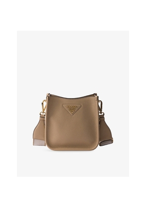 Womens Prada Triangle-Patch Leather Mini Shoulder Bag