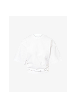 Womens Agolde Shari Ruched Cotton-Jersey T-Shirt