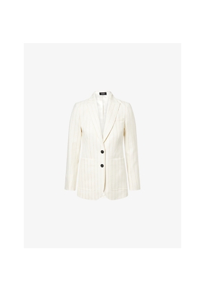 Womens Me And Em Metallic Pinstripe Woven Blazer