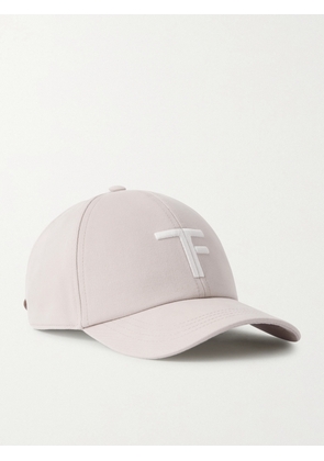 TOM FORD - Leather-Trimmed Logo-Embroidered Cotton-Twill Baseball Cap - Men - Neutrals - M