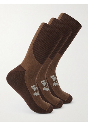 Portal - Lineage Three-Pack Cotton-Blend Socks - Men - Brown - S