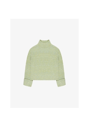Womens Ro&Zo Deep-Cuff High-Neck Bouclé Jumper