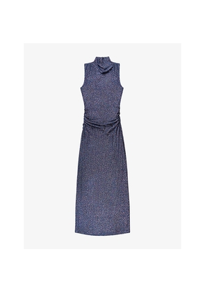 Womens Ro&Zo Robyn Sparkle Cowl-Neck Stretch-Woven Midi Dress