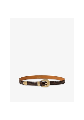 Womens Sandro Slim Patent-Leather Belt