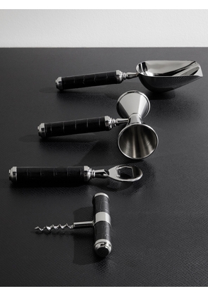 Ralph Lauren Home - Wells Stainless Steel and Croc-Effect Leather Bar Tool Set - Men - Black