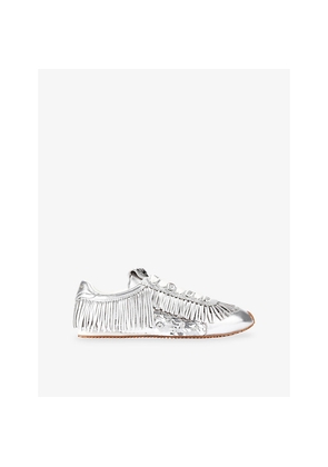 Womens Kurt Geiger London Islington Fringed Leather Trainers