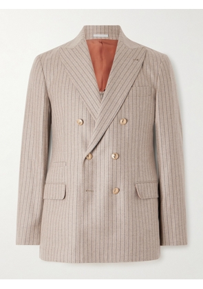 Brunello Cucinelli - Striped Cashmere and Silk-Blend Suit Jacket - Men - Neutrals - IT 46