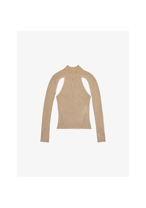 Womens Reiss Amaya Metallic Knitted Top