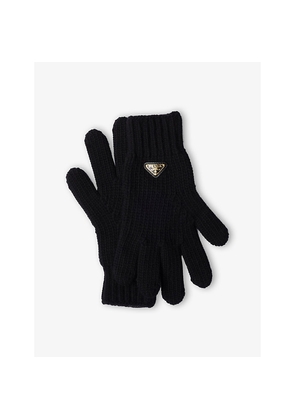 Womens Prada Brand-Plaque Wool Gloves