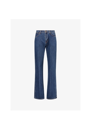 Mens Austin Post Pressed-Crease Wide-Leg Denim Jeans