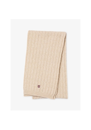 Womens Sandro Logo-Embroidered Twisted-Knit Wool and Cashmere-Blend Scarf