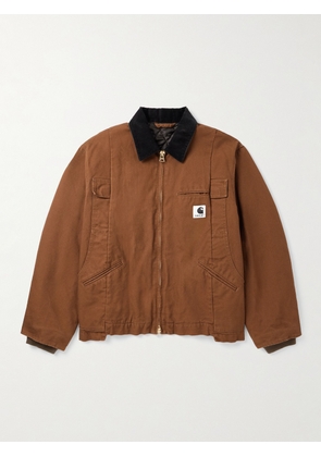 Sacai - Carhartt WIP Cotton Corduroy-Trimmed Panelled Cotton-Canvas Jacket - Men - Neutrals - 0