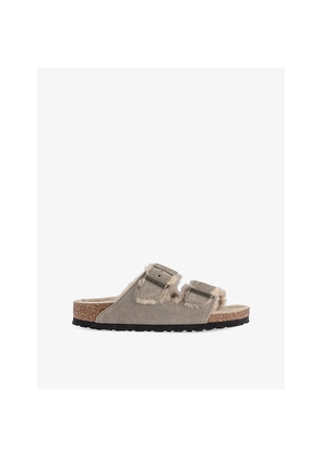 Womens Birkenstock Arizona Shearling-Lined Suede Sandals