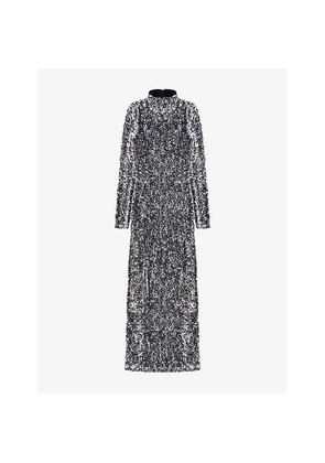 Womens Ro&Zo Astrid Long-Sleeved Sequin-Embellished Maxi Dress