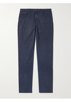 Purdey - Slim-Fit Straight-Leg Cotton-Blend Twill Trousers - Men - Blue - UK/US 30