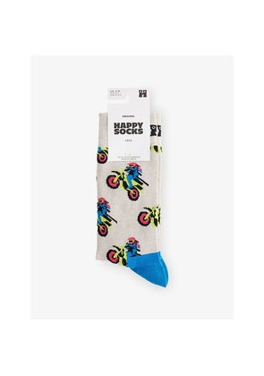 Mens Happy Socks Motocross Cotton-Blend Crew Socks