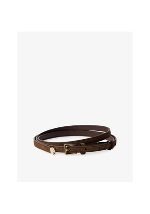 Womens Prada Brand-Engraved Suede Belt