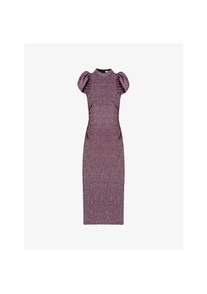 Womens Ro&Zo Adeline Puff-Sleeved Stretch-Woven Midi Dress