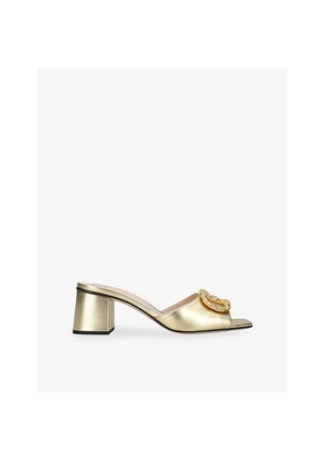 Womens Valentino Garavani Vlogo 60 Metallic Leather Mules
