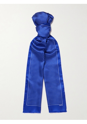 TOM FORD - Polka-Dot Silk-Satin Scarf - Men - Blue