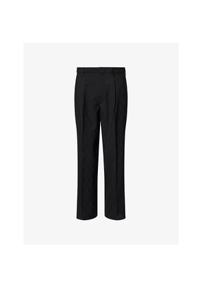 Mens Marni Geometric Jacquard Straight-Leg Wool Trousers