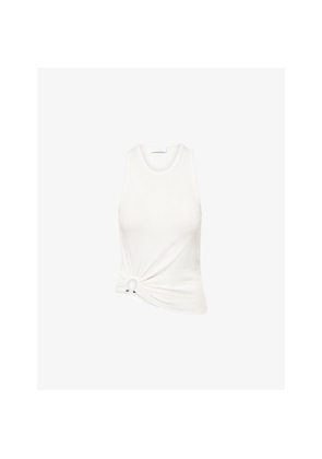 Womens Rabanne Piercing-Hardware Ribbed Stretch-Cotton Tank Top