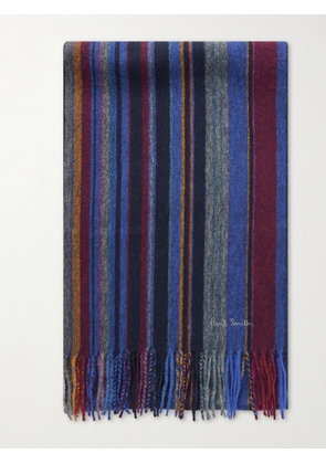 Paul Smith - Fringed Striped Wool Scarf - Men - Blue