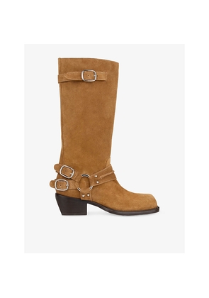 Womens Sandro Buckle Suede Knee-High Boots