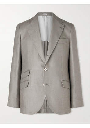 Brunello Cucinelli - Silk, Linen and Wool-Blend Blazer - Men - Gray - IT 46