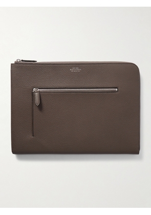 Smythson - Ludlow Full-Grain Leather Laptop Case - Men - Brown
