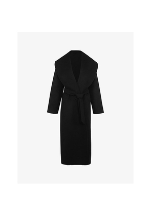 Womens House of CB Cocoon Draped-Shawl Wool-Blend Coat