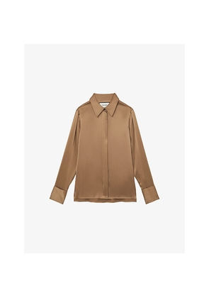 Womens Reiss Ameira Concealed-Placket Silk Shirt