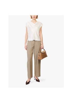 Womens Vince Cowl-Neck Cap-Sleeves Silk Top