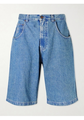 VETEMENTS - Biker Cross Wide-Leg Embroidered Denim Shorts - Men - Blue - UK/US 28