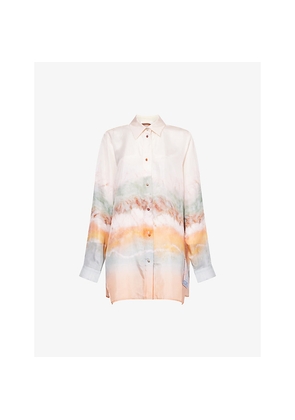 Womens Zimmermann Relaxed-Fit Tie-Dye Silk Shirt