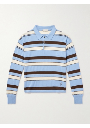 JW Anderson - Striped Knit Polo Shirt - Men - Blue - S